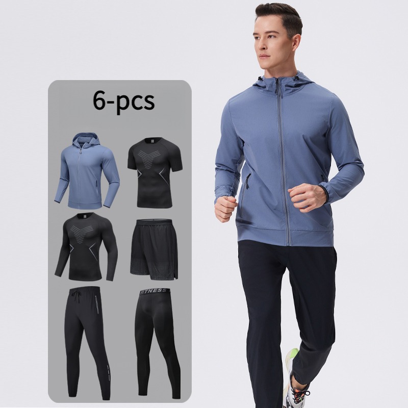 Cycling Gear Outfit - Men's 6-Piece Sportswear Set with Hood